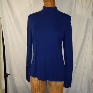 Ladies Vintage JANA Mock Turtleneck Sweater in Blue - L